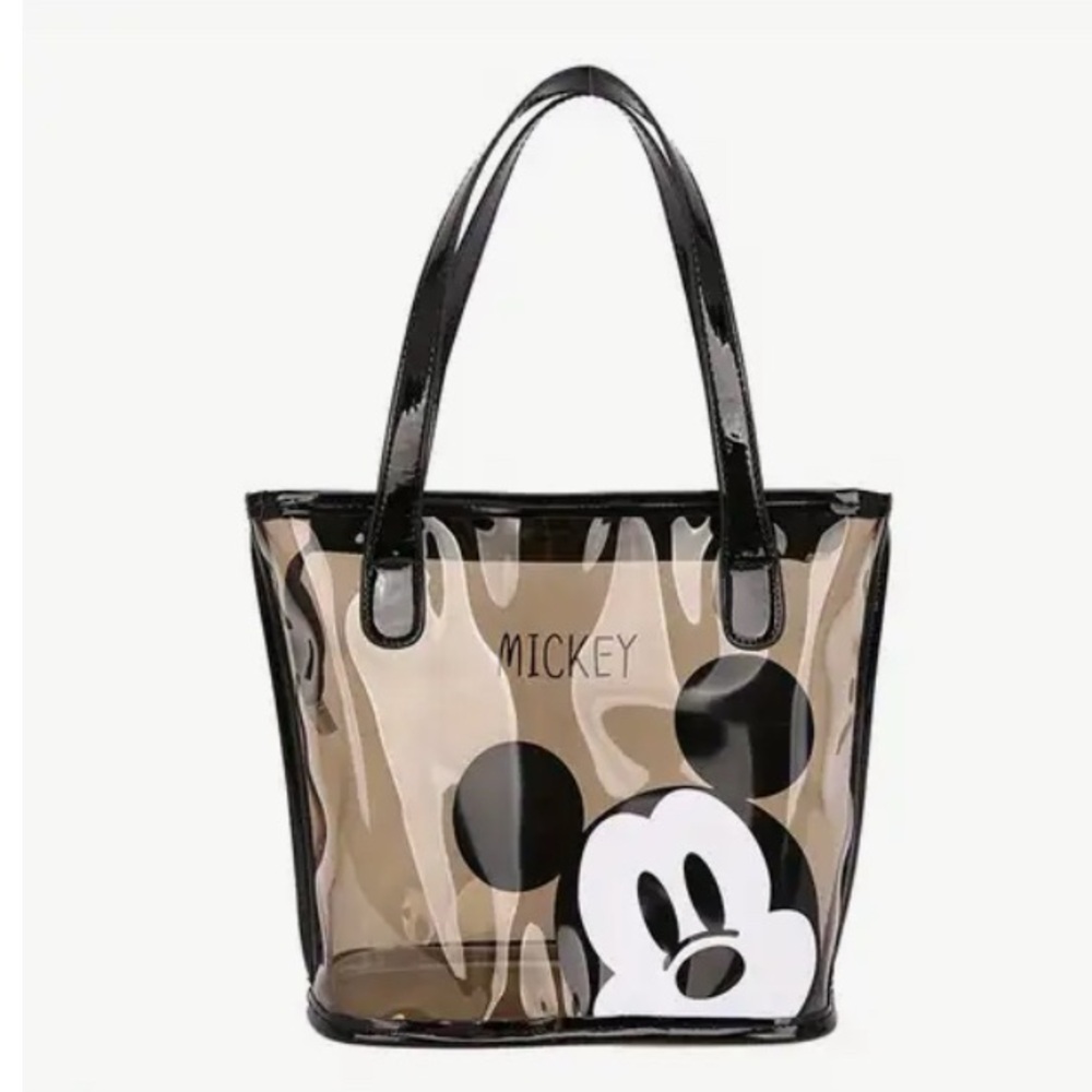 Mickey Clear PVC Tote Bag in Black and Tan